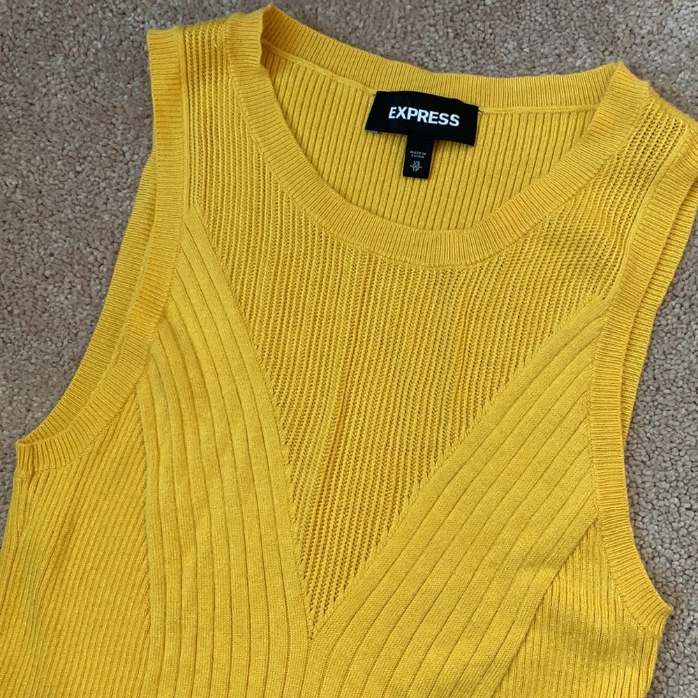 Express Mustard Yellow Ribbed Tank 🌼 - Picture 3 of 7